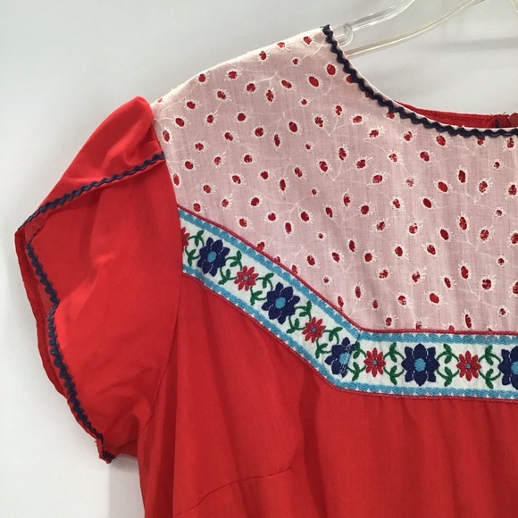 Kate Schorer Vintage Square Dancing Swing Folk Dress Red/White Size L/XL - Picture 5 of 8